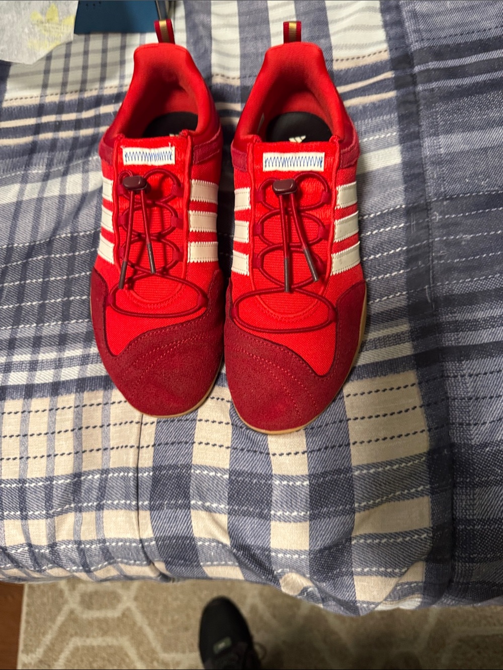 adidas bad bunny ballerina  Red Sneakers with White Stripes